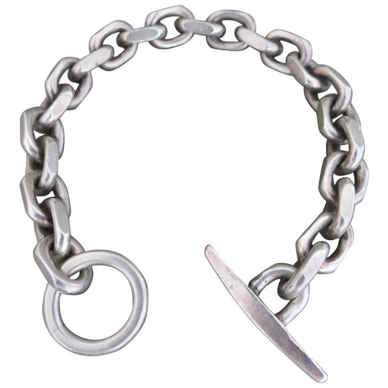 Vintage Silver Link Chain Anchor Bracelet Mid Century Danish LARGE For ...
