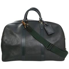 Retro Louis Vuitton Green Taiga Leather Large Bowler Duffle Weekender Bag