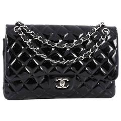 Chanel Classic Double Flap Bag Quilted Patent Jumbo