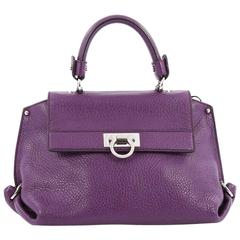 Salvatore Ferragamo Sofia Satchel Pebbled Leather Small