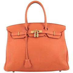 Hermes Birkin Handbag Orange Togo with Gold Hardware 35 8
