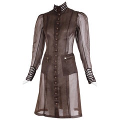 Vintage Jean Paul Gaultier Brown Sheer Silk Gazar Coat Dress c.1995-1998