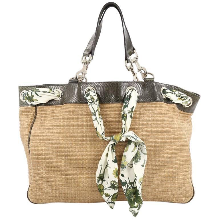 Gucci Positano Tote Raffia with Snakeskin Large at 1stDibs