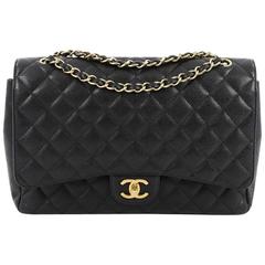 Chanel Classic Double Flap Bag Quilted Caviar Maxi