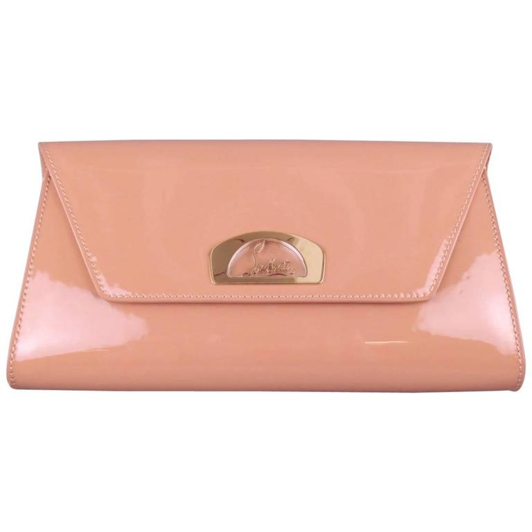 CHRISTIAN LOUBOUTIN Rose Nude Patent Leather VERO DODAT Clutch at 1stDibs