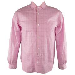 JUNYA WATANABE Size L Pink & Blue Window Pane Cotton Long Sleeve Shirt 2012 4