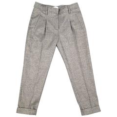 BRUNELLO CUCINELLI Size 2 Grey Textured Wool Blend Cuffed Dress Pants