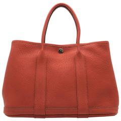 Hermes Garden Party TPM Sanguine Red Clemence Leather Tote Bag