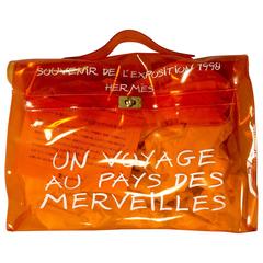 MINT. Hermes a rare transparent Vintage orange vinyl Kelly bag. Limited Edition.