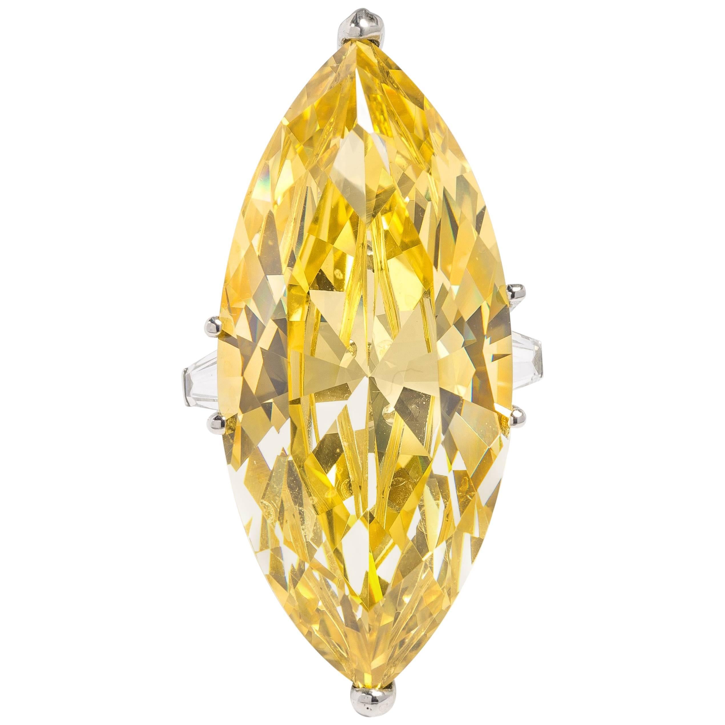 The Jackie O Faux Canary Yellow Marquise Diamond Ring Copy