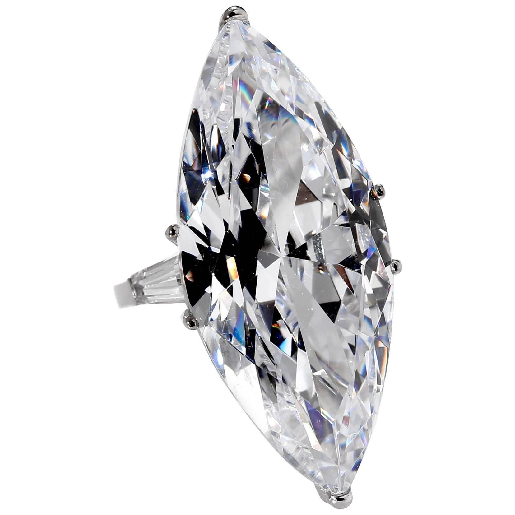 The Jackie O Faux CZ Lesotho 40 Carat Marquise D Color Diamond Ring Copy