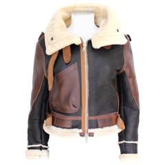 Balenciaga Leather "Palma" Aviator Jacket Shearling Interior & Trim F40 uk 12