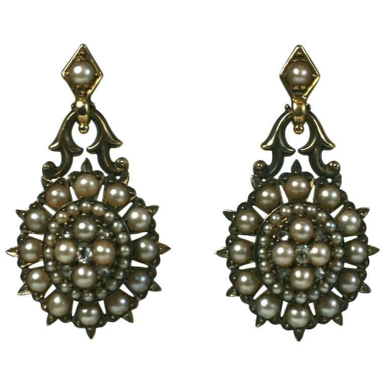 Elegant Victorian Seed Pearl Earrings For Sale