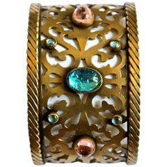 1970's YVES SAINT LAURENT pierced cuff with poured glass 10
