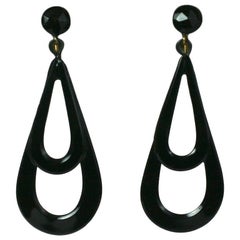 Victorian French Vauxhall Jet Drop Earrings