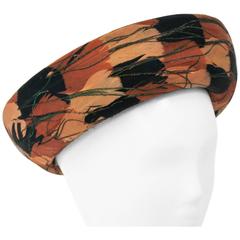 60s Orange and Black Feather Hat