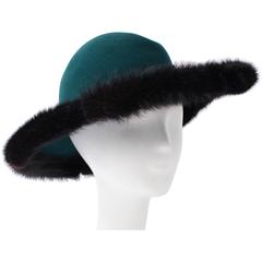 70s Green Mr. John Hat w/ Mink Trim