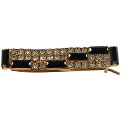 French Black and White Diamante Gilt Hair Ornament Barette