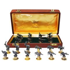 Vintage GUCCI Collection of 24 Silver 925 and Vermeil Animal Figurines Card Holders
