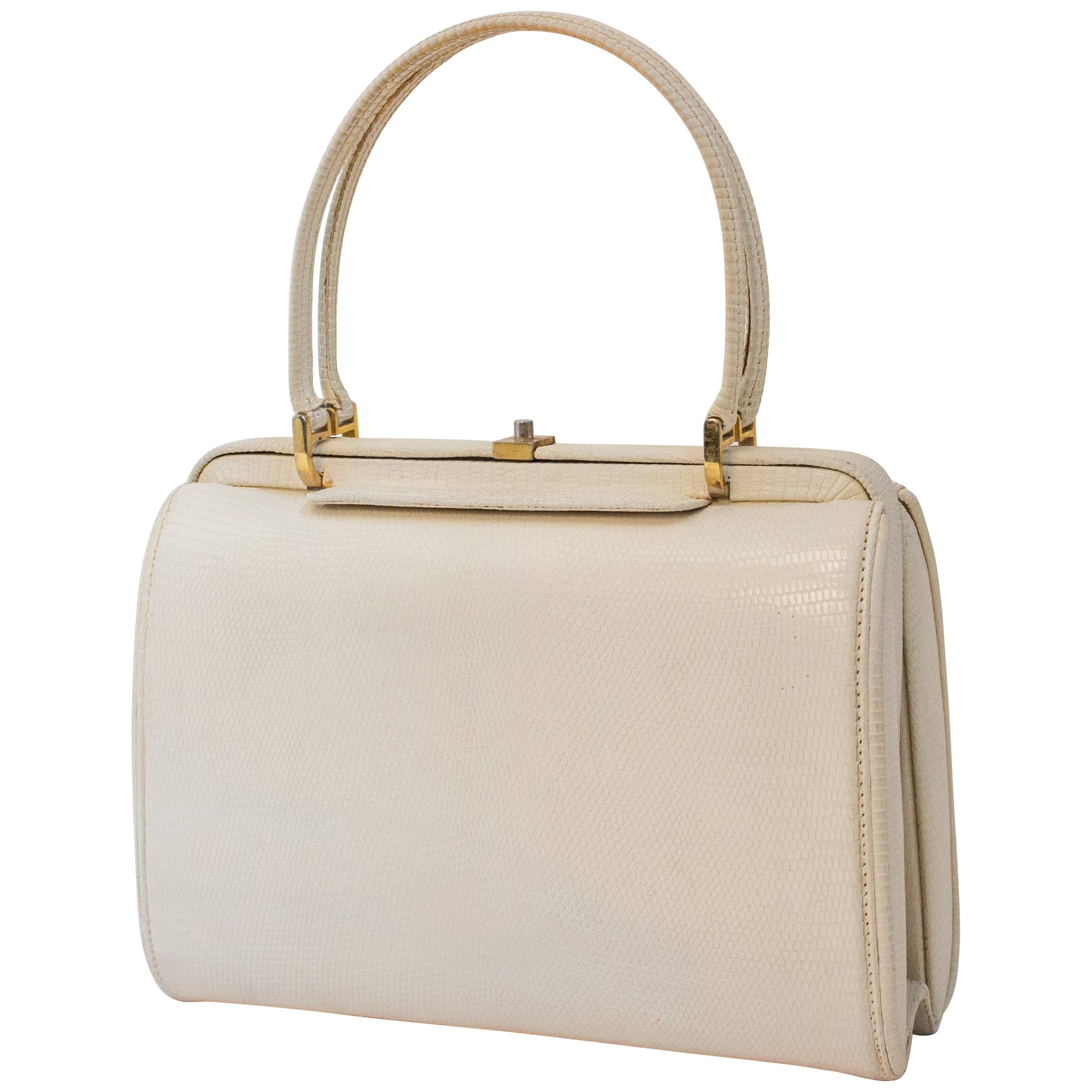 60s White Lizard Handbag