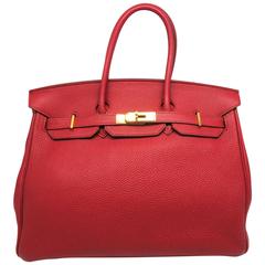 Hermes Birkin 35 Rouge Garance Red Togo Leather GHW Top Handle Bag