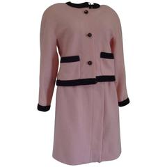 Chanel Pink Black with Gold Hardware Wool Skirt Suit 4
