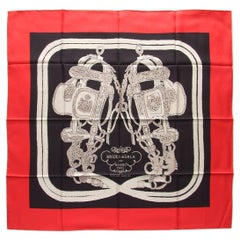 Hermes Silk Scarf Brides de Gala Brode Main Red Black White 90 cm Box