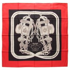 Hermes Silk Scarf Brides de Gala Brode Main Red Black White 90 cm Box 5