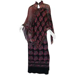 1970s Leonard Silk Jersey Dress & Silk Chiffon Cape Set 8
