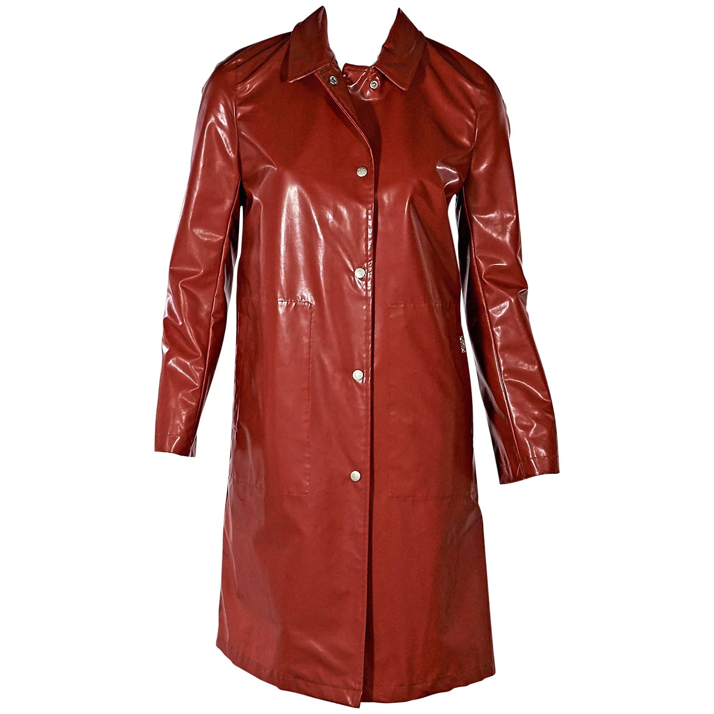 Red Burberry Coated Raincoat