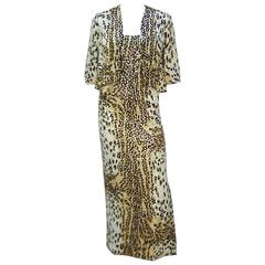 1970's Mollie Parnis Animal Print Sequin Strapless Dress & Jacket 10