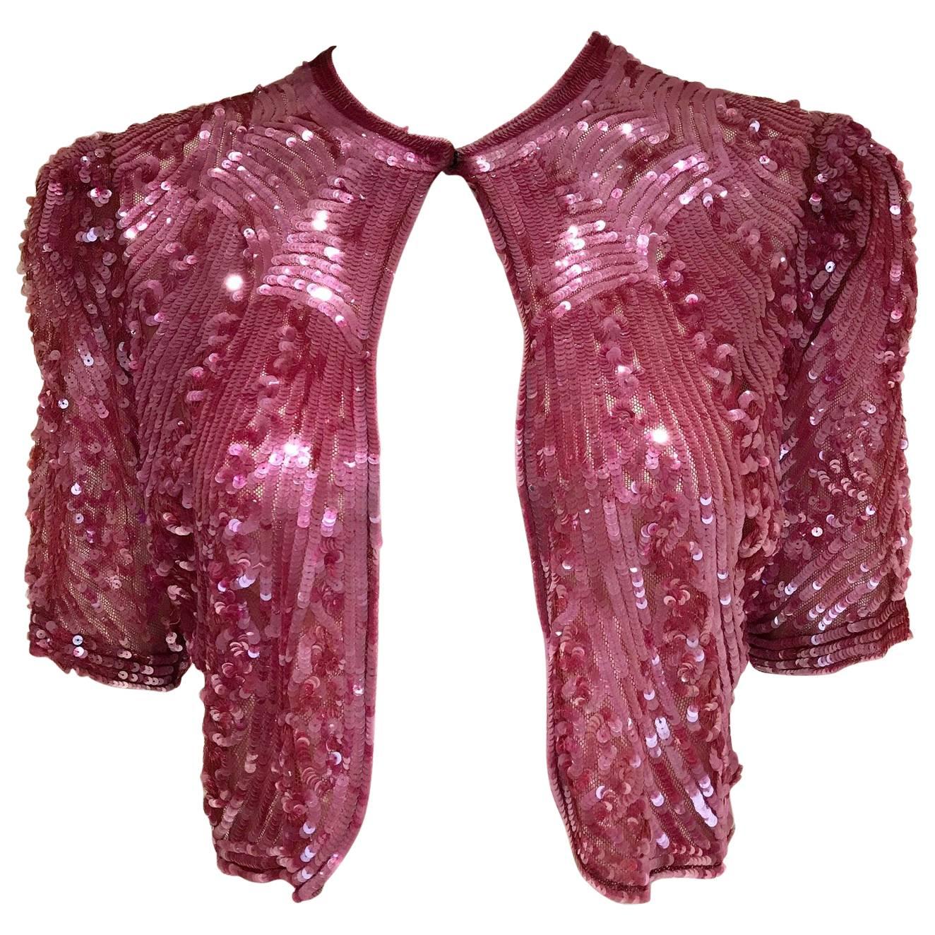 1930s raspberry pink sequin bolero jacket