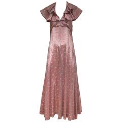 1930s mauve silk print halter summer dress