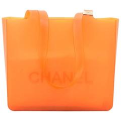 Chanel Orange Rubber Shoulder Tote Bag 3