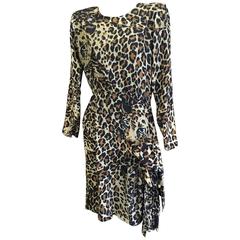 Yves Saint Laurent Rive Gauche Silk Leopard Print Dress 2