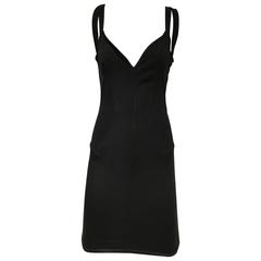 Vintage 1990s ALAIA Black Knit Dress with Criss Cross Back 90s Dress 10