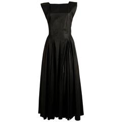 1980's AZZEDINE ALAIA long full skirted black dress with open back 10