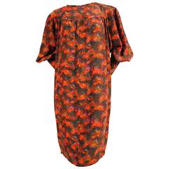 YVES SAINT LAURENT floral silk peasant dress 10