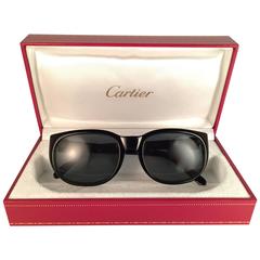 New Vintage Cartier Trinity Black 18k Gold Plated Accents France 1990 sunglasses