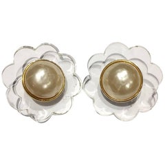 CHANEL Vintage Flowers Clip On Earrings