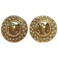 CELINE Vintage Gilt Metal Clip-on Earrings