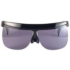 Neu Vintage Courreges schwarze Maske 7853 graue Gläser 1970er Frankreich Sonnenbrille