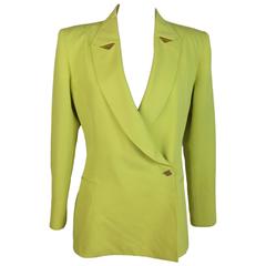 1980s Claude Montana yellow cotton blazer jacket