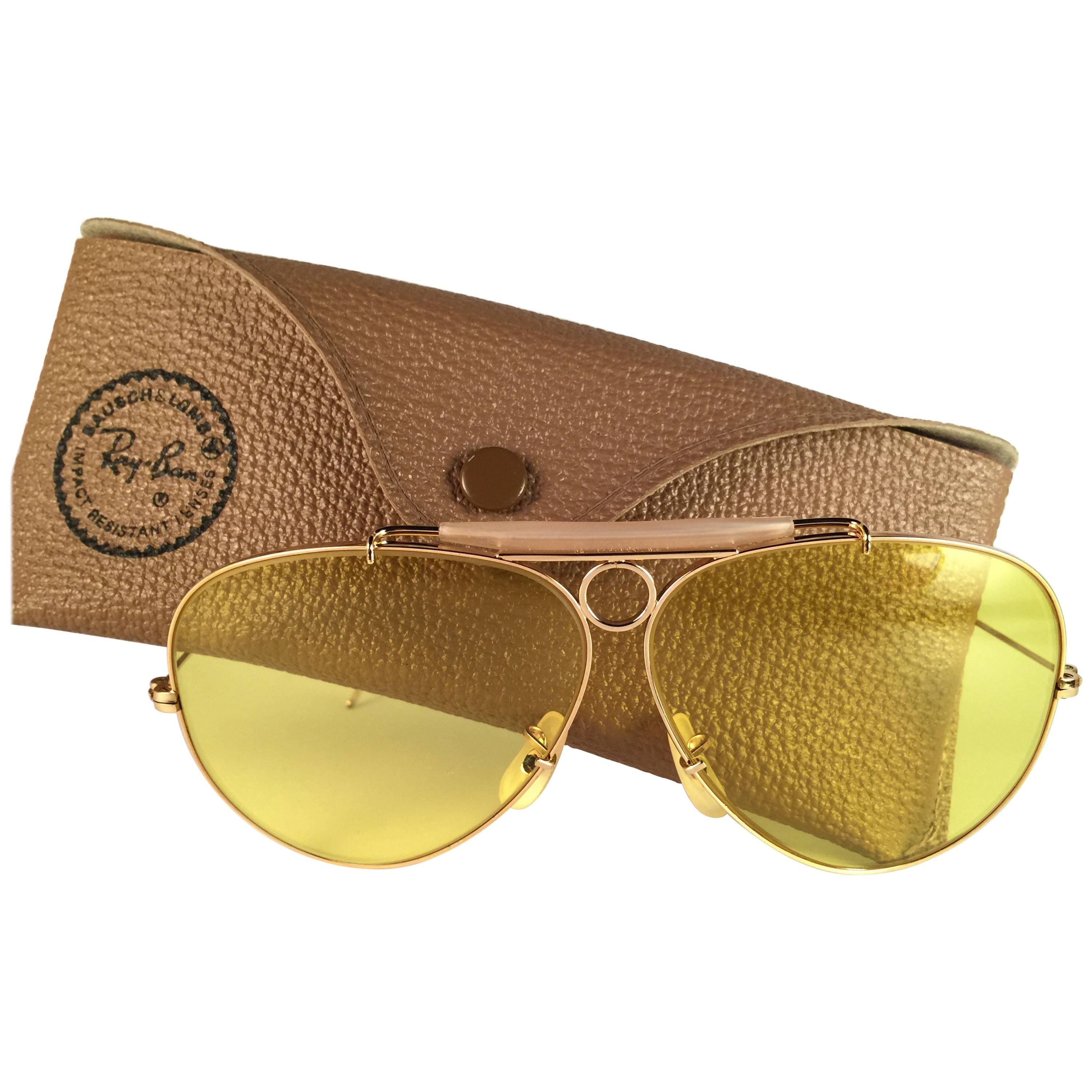 New Vintage Ray Ban Kalichrome Shooter Gold 62Mm 1960''s B&L Sunglasses at  1stDibs