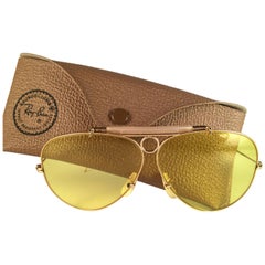 New Vintage Ray Ban Kalichrome Shooter Gold 62Mm 1960's B&L Sunglasses