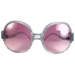 New Vintage Pierre Cardin Oversize Translucent Grey Rose Lens 1970's Sunglasses