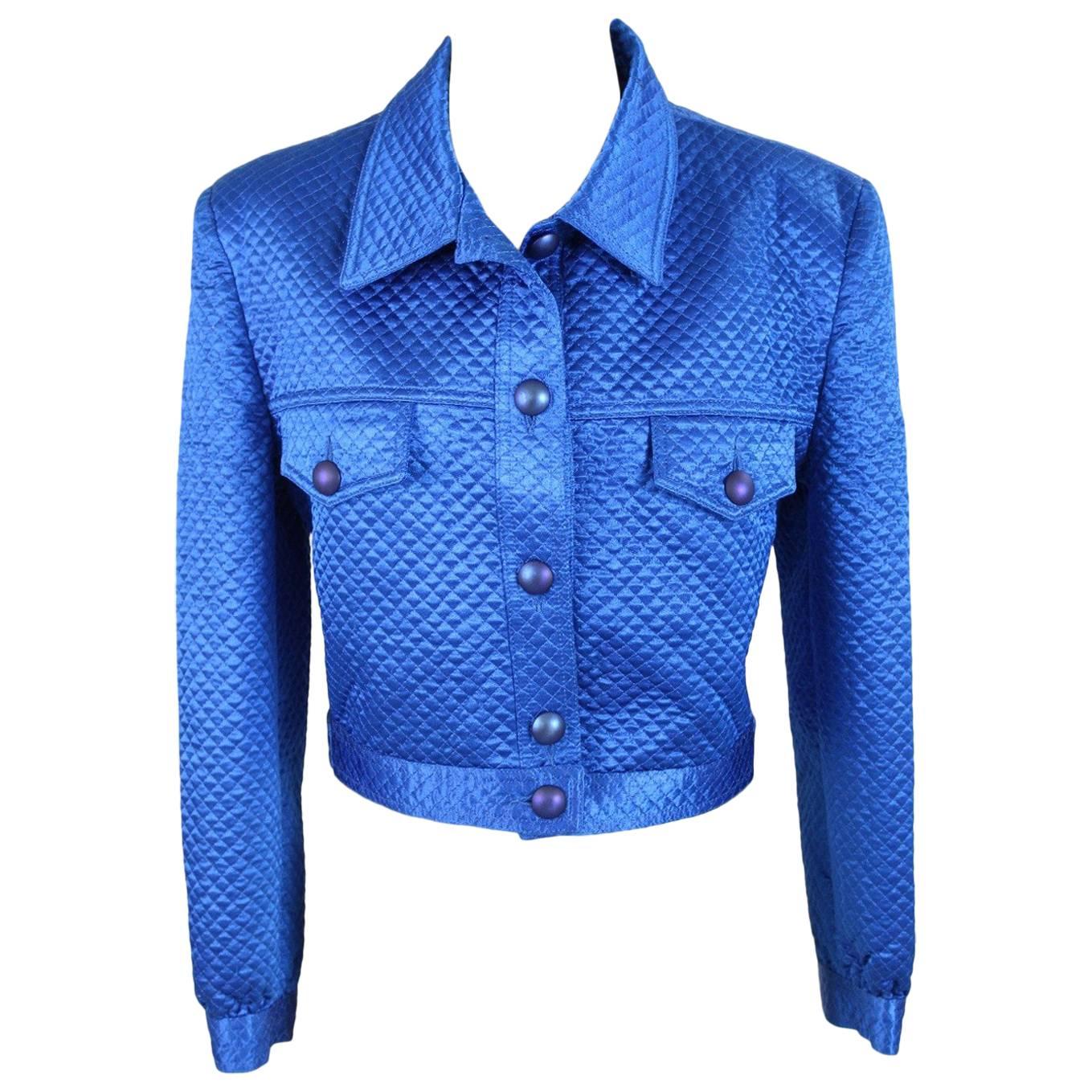 1980s Mimmina Couture Blue Elettric Jacket Blazer Motorcycle