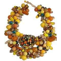 Francoise Montague Vintage Glass Bead and Swarovski Crystal Statement Necklace