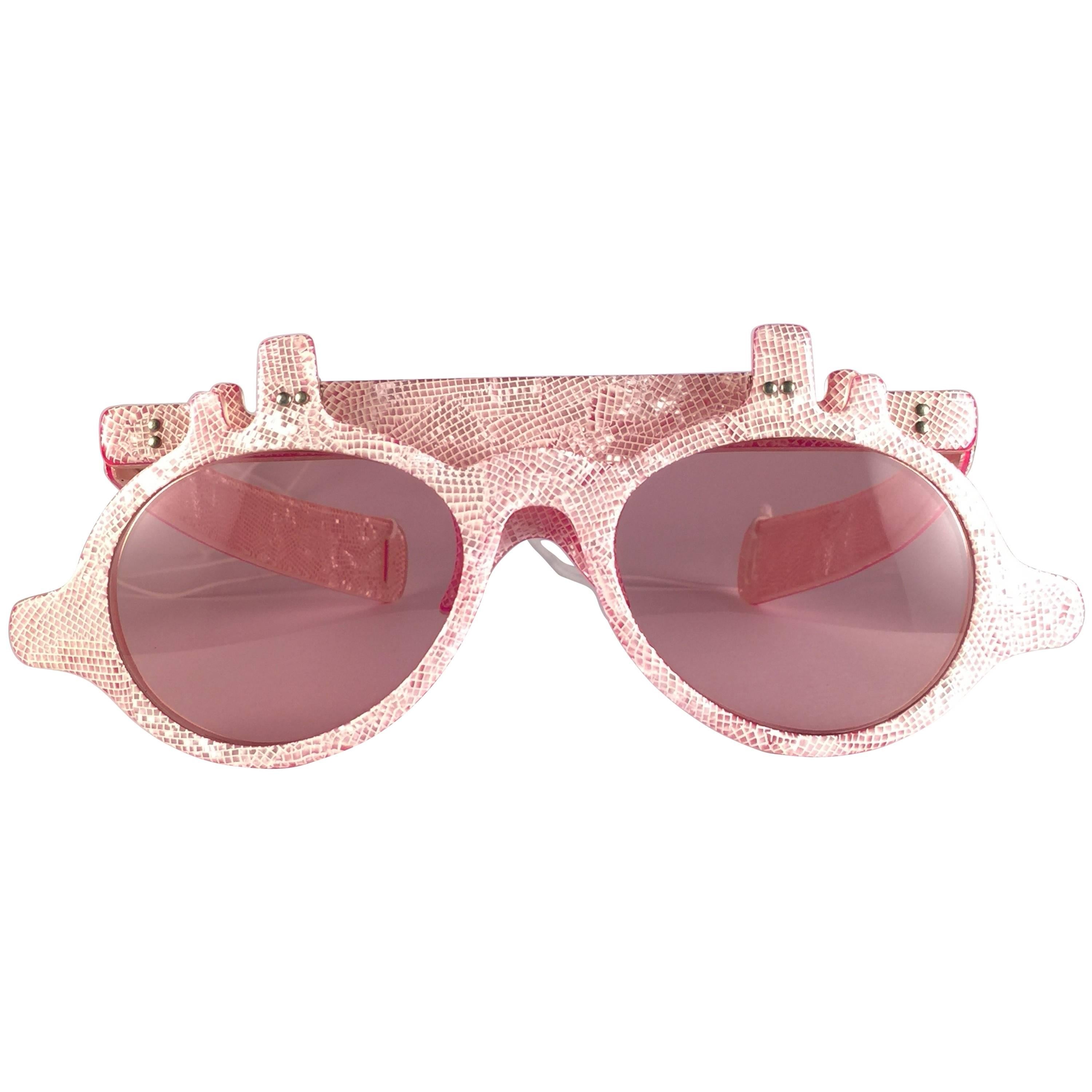 New Vintage IDC Optical Rose Lenses Flip Top Sunglasses France 1990's For Sale
