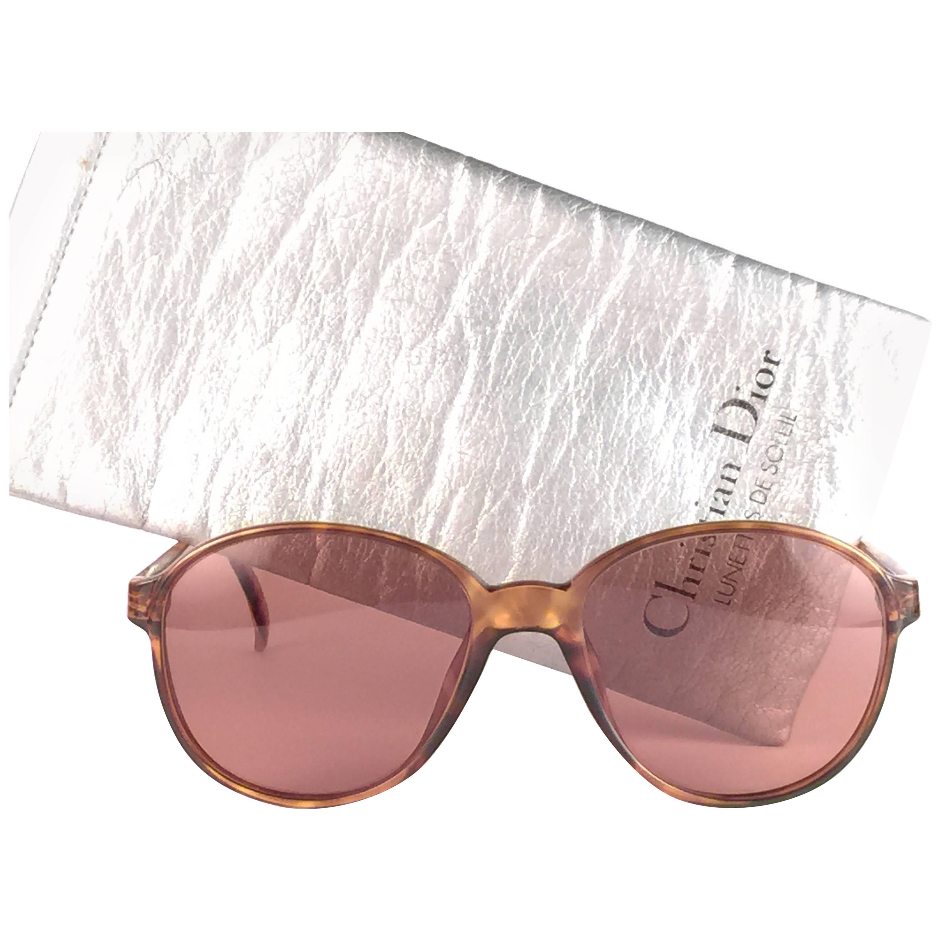 Dior Pink Heart Core Rimless Shield Sunglasses W/ Rhinestone Logo Arm